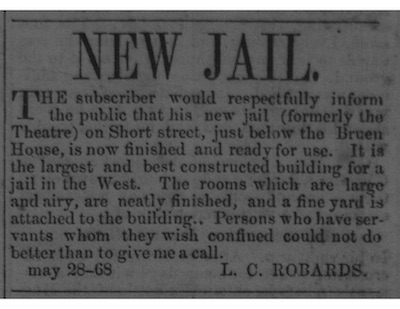New Jail, Kentucky Statesman, May 28, 1851